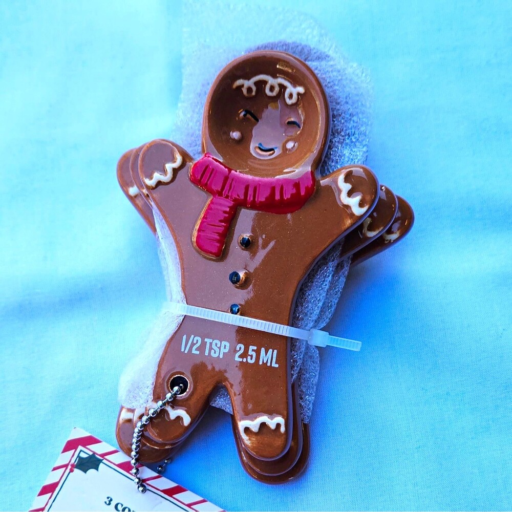 NewClassic Enterprise Ceramic Gingerbread Man Christmas Measuring Spoons Set 3pc